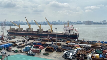 Aerial view of a Nigerian port